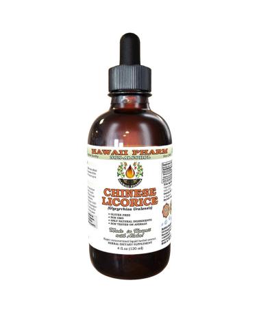 Hawaii Pharm Chinese Licorice Alcohol-Free Liquid Extract Chinese Licorice (Glycyrrhiza Uralensis) Root Glycerite Natural Herbal Supplement 4 oz