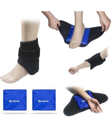 Foot Ice Pack Wrap Reusable Ice Gel Pack for Plantar Fasciitis Achilles Tendonitis Heel Spurs Sore Feet Hot Cold Therapy Cold Pack Pain Relief for Sprains Muscle Pain Bruises Injuries Swelling 2 ice packs and 1 w...