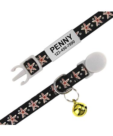 Tagme Personalized Cat Collars - Adjustable Safety Closure Black 2-Pack with Name & Phone Number (18-28 cm) - Buy Online on GoSupps.com