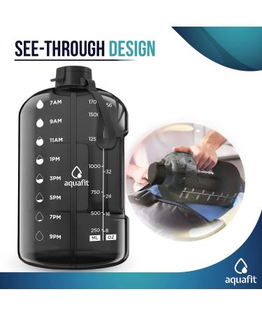 AQUAFIT 64oz Half Gallon Water Bottle with Times to Drink | Motivational Water Jug with Straw | Large Sports Bottle with Time Markers - Gray - Buy Online on GoSupps.com
