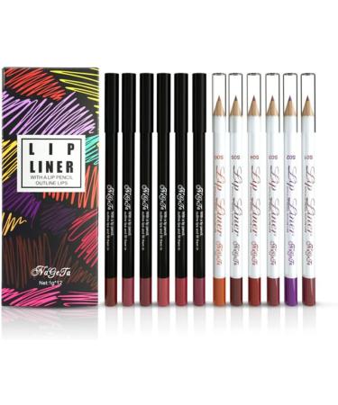 Colorful Lip Pencil (12pcs) - Soft and Smooth Lip Line Prevent Lip Gloss Overflow Easy to Draw and Color Long Lasting Makeup - Professional Size - Buy Online on GoSupps.com
