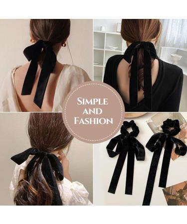 Lilbitty 2 Pieces Velvet Hair Bows for Women Girls Black Velvet Bow Hair Band Hair Clip Hair Bows Hair Clip Ponytail Holder - Buy Online on GoSupps.com