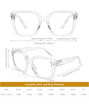 DOOViC Blue Light Filter Glasses for Women - Oversized Modern Reading Glasses JS028 028c4 Transparent 1.25x | International Shipping Available - Buy Online on GoSupps.com