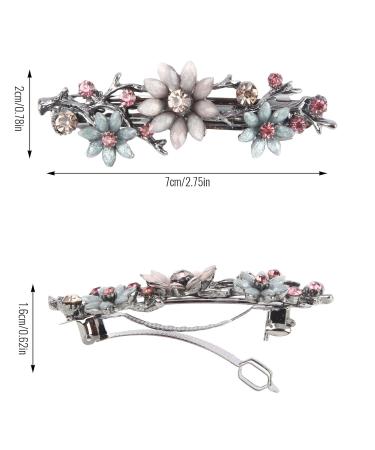 Elegant Flower Crystal Hair Clips for Women - 2 Piece Glittering Vintage Hairpins | Pink & Pale Blue Wreath Hair Jewelry - Buy Online on GoSupps.com