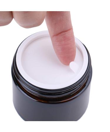 THETIS Homes 2 oz Round Glass Jars (12 Pack) - Amber Cosmetic Containers with Inner Liners, Black Lids, Labels - 12 Count - Buy Online on GoSupps.com