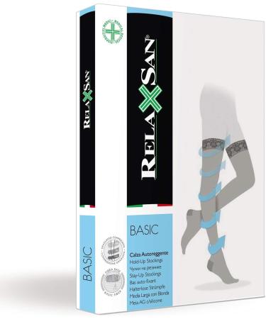 Relaxsan Basic 870A Open-Toe Support Hold Up Stockings 140D - 18-22 mmHg XXL Black - Buy Online on GoSupps.com