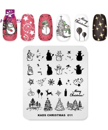 KADS Christmas Nail Stamping Plate - Festive Elk, Snowman, Bell, Balloon, Christmas Tree Design (CH011) - Buy Online on GoSupps.com