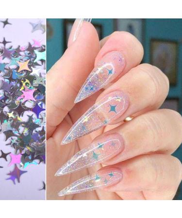 Holographic Nail Art Glitter Sequins - Laser Silver Decals 12 Grids | 3D Butterfly, Star, Heart, Unicorn Sticker Confetti for Acrylic Nails - Buy Online on GoSupps.com
