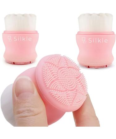 Silicone Face Scrubber - Versatile Skincare Essential for Gentle Facial Cleansing Exfoliation and Scrub - Exfoliating Face Wash and Cleanser Brush for Your Skin - 2 Pack - Pink