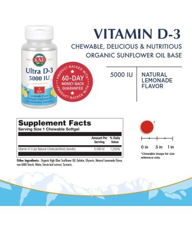 KAL 5000 IU Ultra D-3 Lemonade Tablets 120 Count - Pack of 1 - Buy Online on GoSupps.com