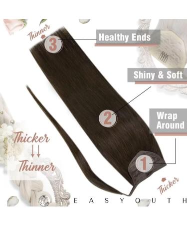 Easyouth Real Hair Braid Clip-In Ponytail Extension | Dark Brown 20 Inch Remy Hair 80g | Hair Recovery Braid #2 - Buy Online on GoSupps.com