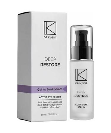 Dr. Kadir Deep Restore Active Eye Serum Quinoa Extract Magnolia Hyaluronic Acid Vitamin E Targets Dark Circles & Wrinkles 1.01 fl oz