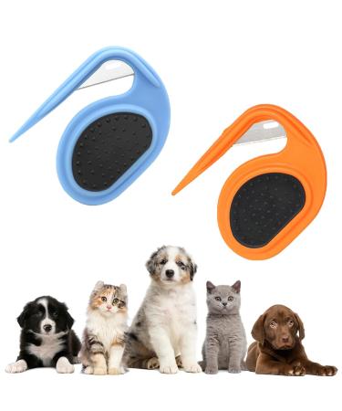 Generic Knitting Comb Pet Pet Gooming Tool Cat Comb Dog Pet Hair Removal Grooming Brush Knotting Comb for Cats Knotting Comb Cats Pet Massage Hair Removal Com For Removing Tangled Hair (BU+OR)