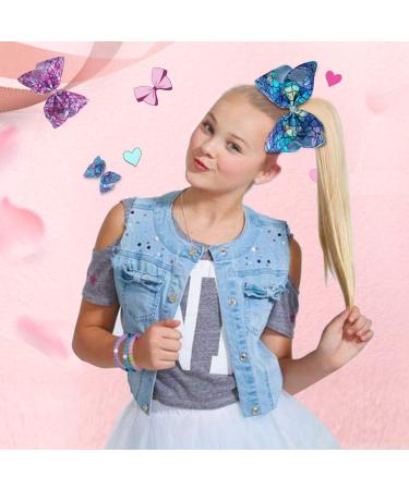 2 Pack Siwa Style 8 Inch Hair Bows for Girls - Mermaid Theme Hair Barrettes - Alligator Clips Accessories - Xmas Gift - Buy Online on GoSupps.com