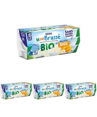 Nestl B b - P'tit brass BIO mini banane mangue sans sucres ajout s - d s 4/6 mois - 6 x 50g (Lot de 4) 6x50g (Lot de 4)