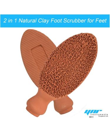 YNR Natural Clay Terracotta Handmade Foot Scrubber for Hard Dead Dry Cracked Heels - 3 in 1 Multi-Function Natural Feet Scrubber Dead Skin Foot Pumice Stone for Skin Exfoliation - Buy Online on GoSupps.com