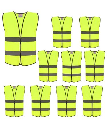 zojo High Visibility Kids Safety Vests,Reflective Vest for cycling, skateboarding, or walking back to school -Fits for Boy and Girl 3-7 (10 PACK, Kids-S-Neon Yellow) 10 Kids-neon Yellow