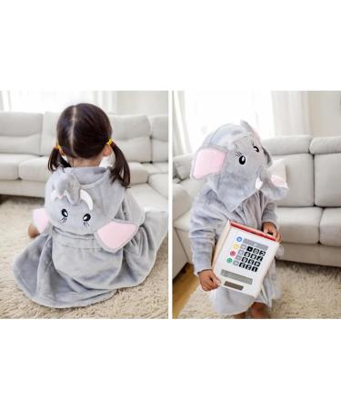 Feiliandajj Unisex Baby Toddler Fleece Bathrobe with Animal Ears - Soft Hooded Bath Coat for Boys & Girls (1-6 Years 18-24 Months) - Dark Gray - Buy Online on GoSupps.com
