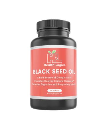 Health Logics Black Seed Oil, Cold Pressed, Rich Source of Omega 6 & 9 Essential Fatty Acids, from Nigella Sativa (100 Soft Gel Capsules)