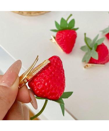 4pcs/set Cute Strawberry Hairpins Resin Headwear Hair Accessories Fruit Hair Clips Sweet Hair Barrettes Headdress Jewelry - Buy Online on GoSupps.com