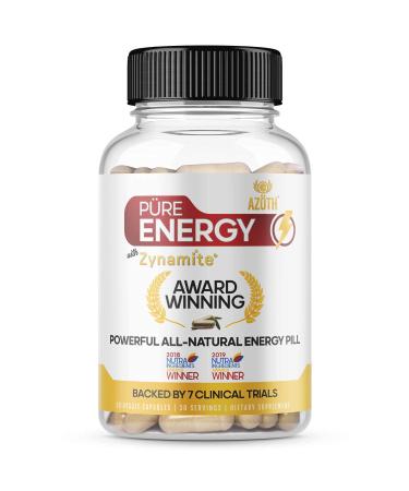 azoth Zynamite Natural Energy Supplement - for Energy Focus & Fatigue - Energy Vitamins for Women & Men - Crash Free Energy Booster - Caffeine Free Nootropic Energy Supplements - 30 Energy Pills