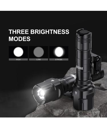 Feyachi 1200 Lumen Tactical Flashlight with Pressure Switch | 3 Modes - High/Low/Strobe | Fixed Picatinny Mount | Matte Black LED Weapon Light - Buy Online on GoSupps.com