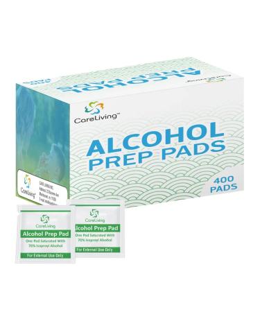CareLiving Alcohol Prep Pads with 70% Isopropyl Alcohol 400 Pack Medical-Grade Individually-Wrapped Isopropyl Cotton Swabs Disposable 2 ply for Medical & First-Aid Kits 400 pieces