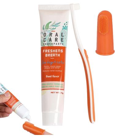Dog Toothbrush Kit | Care Kit for Dogs Finger Brush for Dogs Teeth and Toothpaste Pet Oral Teeth and Gum Care Hamil B: Beef Flavor - Buy Online on GoSupps.com