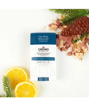 Cremo Blue Cedar & Cypress Anti-Perspirant & Deodorant 2.65 oz - Long-Lasting Protection - Buy Online on GoSupps.com