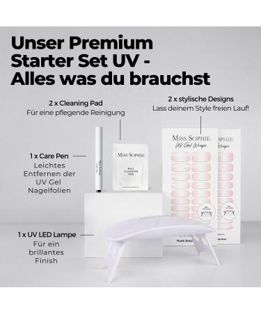 Original Miss Sophie UV Starter Set - Self-Adhesive Nail Foils & Stickers in Rose & Nude Baby Boomer | No Splinters Long-Lasting Quick Application - Buy Online on GoSupps.com