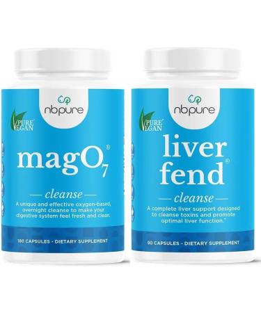 nbpure MagO7 + Liver Fend Detox Bundle | Oxygen-Powered Colon Cleanse & Liver Support | Relief for Occasional Constipation, Bloating & Toxin Build-Up | Ozonated Magnesium + Milk Thistle, 180 Capsules