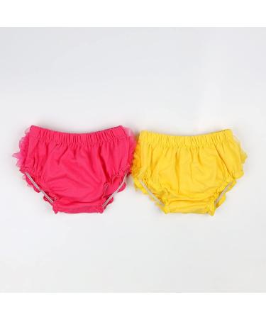 Hoolchean Baby Girls 2PCS Set Tulle Ruffle Bloomer 0-6 Months Yellow & Hot Pink - Buy Online on GoSupps.com