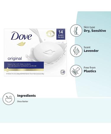 Dove Beauty Bar 3.75 oz 14-Pack | Gentle Skin Cleanser with 1/4 Moisturizing Cream | Unscented and Moisturizing | Soft Skin Care - Buy Online on GoSupps.com