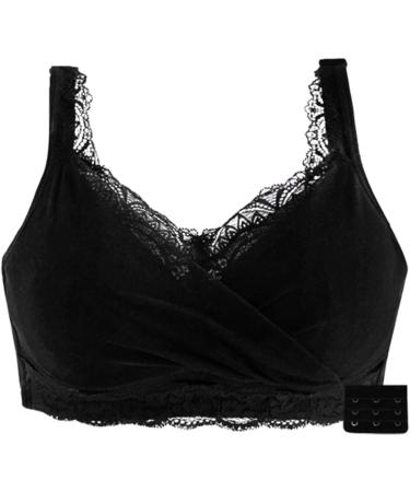 Mastectomy BH for women sexy pointed mesh bralette with full cover and bags for inserts sleep underwear after operations (color: black size: C_38/85)