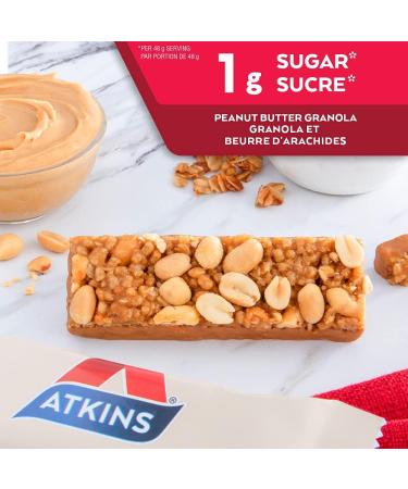 Atkins Protein Bars - Peanut Butter Granola Low Sugar Keto Friendly High Protein High Fibre 1g Sugar 4g Carbs 5ct - Buy Online on GoSupps.com