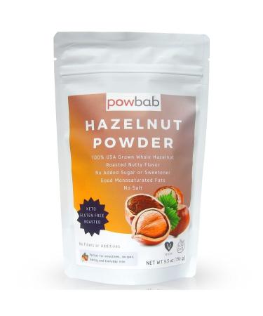 powbab Hazelnut Powder - 100% USA Grown Roasted Hazelnut Meal Flour. Roasted Nutty Flavor, Not Raw. Whole Food: Finely Ground Hazelnut Flour for Baking. No Added Sugar or Fillers. Gluten Free (5.5 Oz)