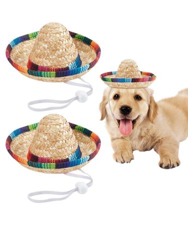Webeedy 2 pieces pet Mexican straw hat dog sombrero hat sombrero hat partying decorations for parties photo shoots and Halloween