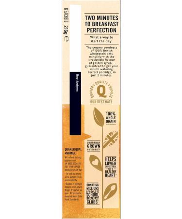 Quaker Oats So simple Golden Syrup Sachets (6 x 36g) - 2 Pack | 100% Wholegrain Golden Syrup Flavour Ready In 2 Mins Helps Lower Cholesterol. - Buy Online on GoSupps.com