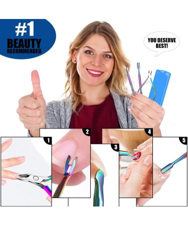 3-in-1 Cuticle Trimmer Set with Pusher, Scraper & Nippers - Rainbow | Fingernails & Toenails Cuticle Clippers Kit in Organized Case - Buy Online on GoSupps.com