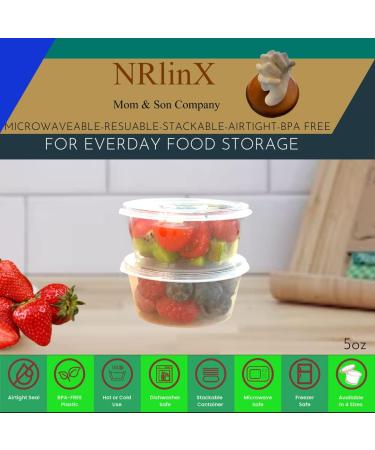 NRLinX 5 oz. Plastic Condiments Containers with Hinged Lids - 50 Sets | Multipurpose Small Sauce Cups for Dip, Dressing, Jello Shots - Buy Online on GoSupps.com