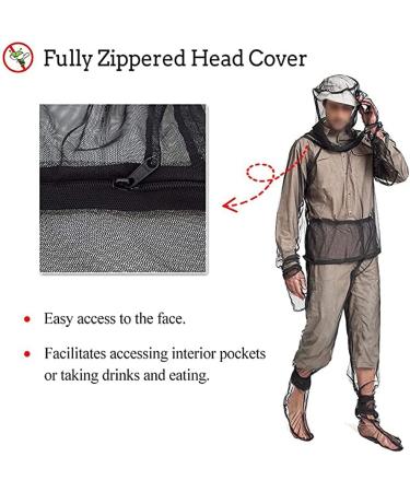 Bug Jacket XL - Anti Mosquito Netting Suit with Ultra-fine Mesh Pants, Mitt Socks, and Zippered Hood for Men and Women - Includes Free Carry Pouch - Ideal for Hunting and Fishing - Buy Online on GoSupps.com