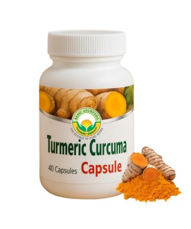 BASIC AYURVEDA Turmeric Curcuma Supplement - 460MG+ | Natural Herbal Capsules for Joint Support Skin Health & Daily Vitality | Extra Strength Formula | 40 Capsules