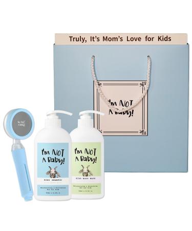 Kids Shower Gift Set | Shower Head Filter Shampoo Body Wash for Kids | For Dry Sensitive Skin & Scalp | Plant Based | Goat Milk | Dermatologist Tested l Allergen free l PETA l Cruelty-free l Gentle