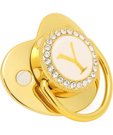 Hyuduo Golden Baby Pacifier - Personalized Curved Design Safe Materials Healthy Bling - Newborn Essentials with Clips for 6-18 Months - Buy Online on GoSupps.com