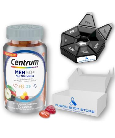 Centrum Silver Men 50 Plus - 80 Multivitamin Gummies Set with Fusion Shop Store Week case (1) (Pack of 1)