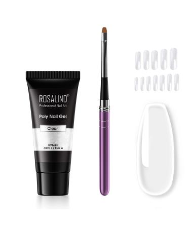 Rosalind nail gel set transparent nail extension gel with nail brush nails tips 60ml UV/LED nail polish poly nail nails gel for nail extension nail gel yourself make clear - Buy Online on GoSupps.com