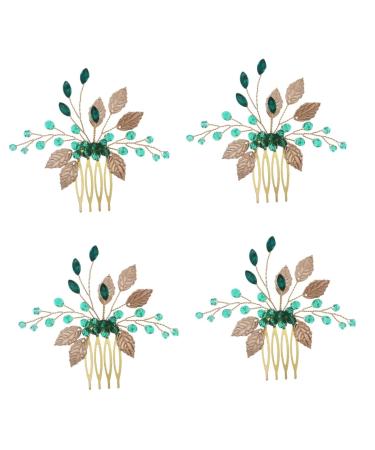 FRCOLOR Set of 4 Bridal Crystal Hair Comb Bridal Accessories Leaf Hair Comb Wedding Hair Accessories Tiara Hair Accessories Hair Comb for Bridal Wedding Hair Comb Leaves