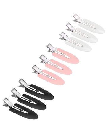 JeoPoom Hairpin 9 Pcs No Bend Hair Clips No Crease Hair Clips Pin Curl Clips Makeup Seamless Hair Clip Clamps for Girl Woman Makeup Bangs Hair Styling(Pink White Black) White Pink Black