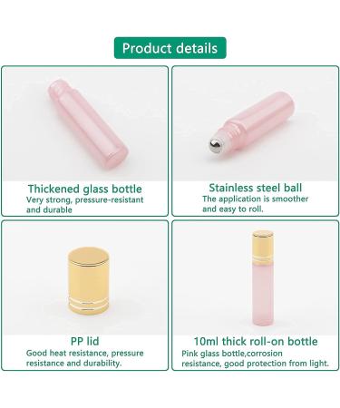 Rowiz 10pcs Essential Oils Roll on Bottles 10ml Refillable Empty Glass Rollerball Bottles with Golden Cap Perfect for Homemade Perfume Fragrance Aromatherapy Oils Pearly Pink - Buy Online on GoSupps.com