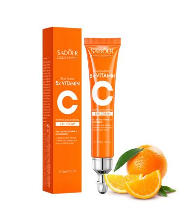 5 in 1 Vitamin C Eye Cream for Dark Circles and Puffiness - Eye Cream Anti Aging - Under Eye Cream for Puffiness and Bags Under Eyes - Eye Bag Cream for All Skin Types - Rejuvenate Your Eye Area